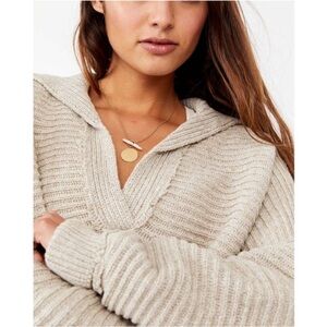 Free People Marlie Pullover V neck Ribbed Sweater
